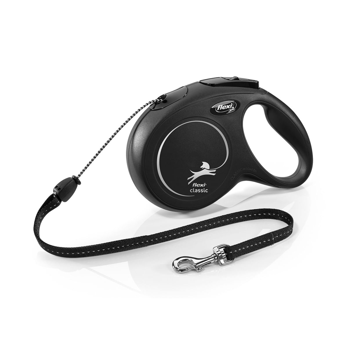 FLEXI Classic, lesă șnur retractabilă câini, reflectorizant, poliester, negru, M(20kg, 8m) - poza 2
