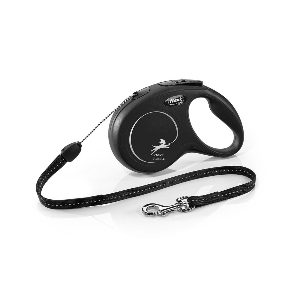 FLEXI Classic, lesă șnur retractabilă câini, reflectorizant, poliester, negru, S(12kg, 8m) - poza 2