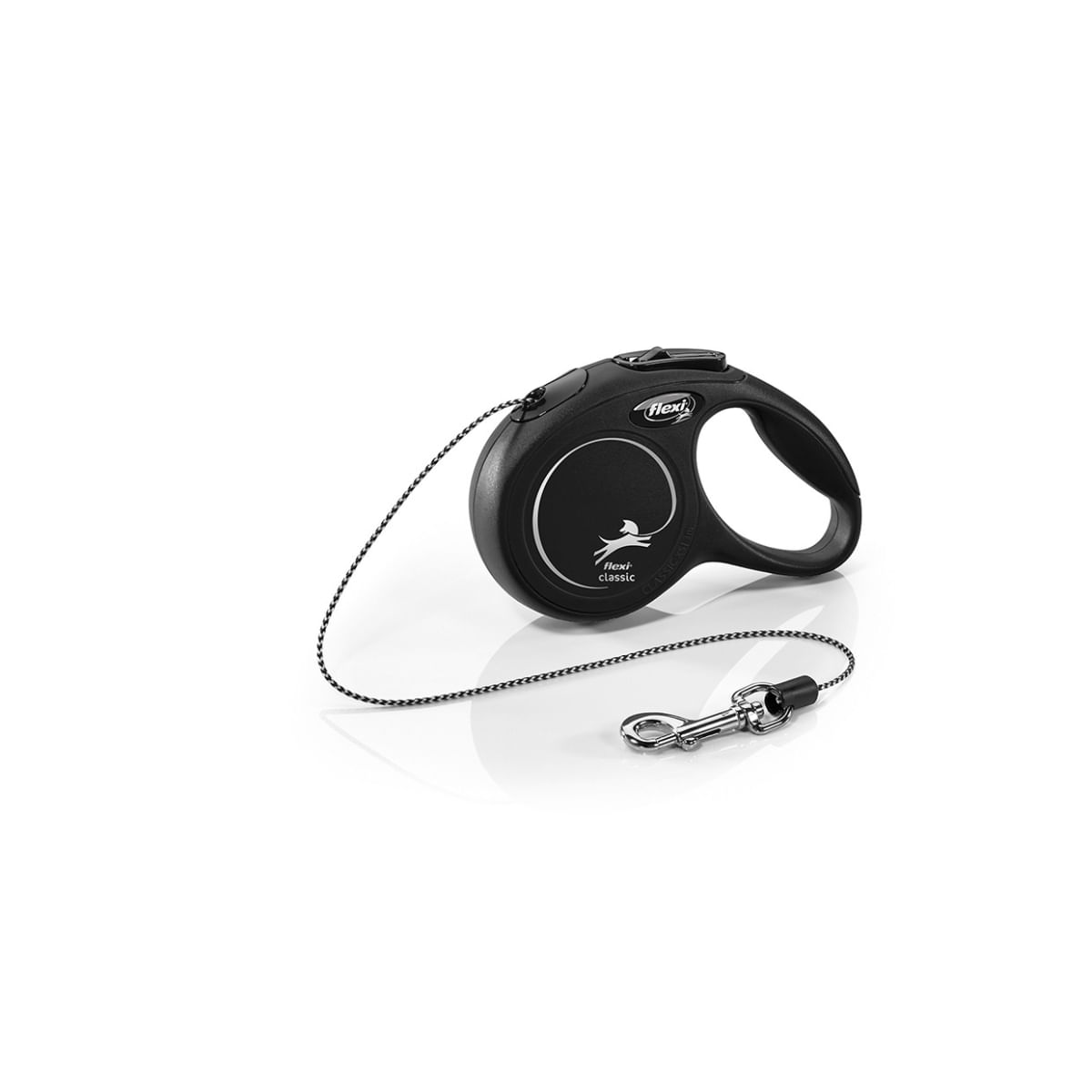 FLEXI Classic, lesă șnur retractabilă câini, reflectorizant, poliester, negru, XS(8kg, 3m) - poza 1