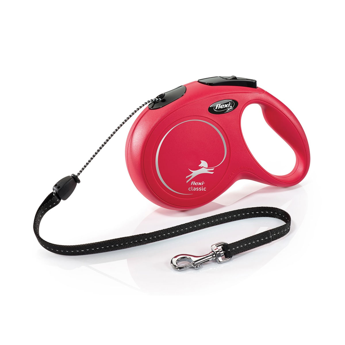 FLEXI Classic, lesă șnur retractabilă câini, reflectorizant, poliester, roșu, M(20kg, 8m) - poza 1