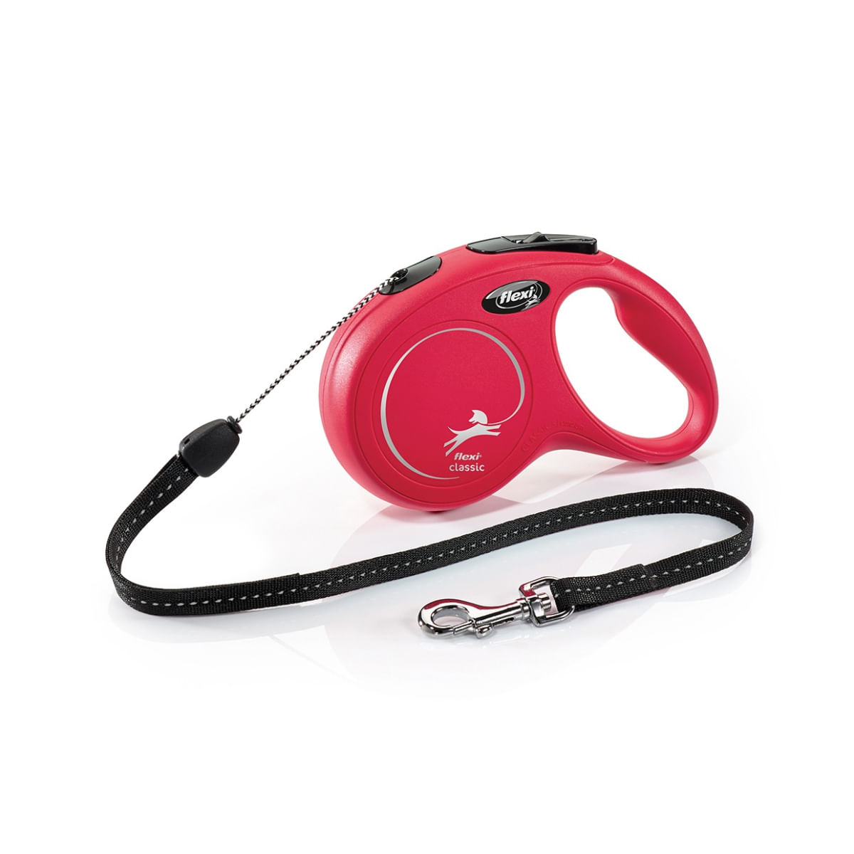 FLEXI Classic, lesă șnur retractabilă câini, reflectorizant, poliester, roșu, S(12kg, 8m) - poza 2