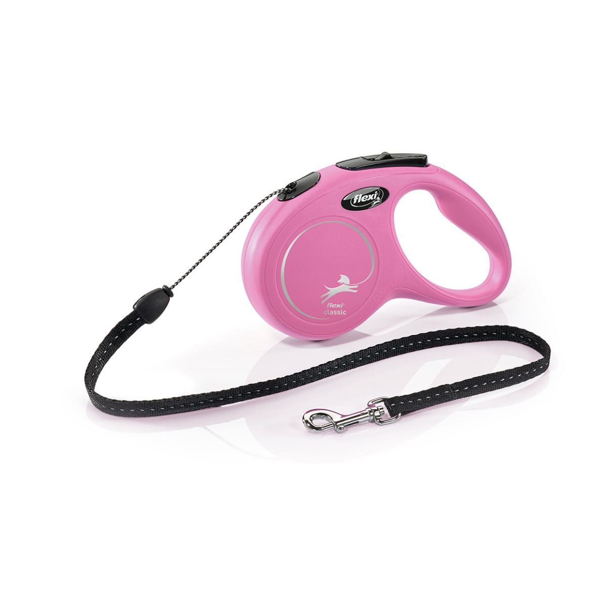 FLEXI Classic, lesă șnur retractabilă câini, reflectorizant, poliester, roz, S(12kg, 8m) - poza 2