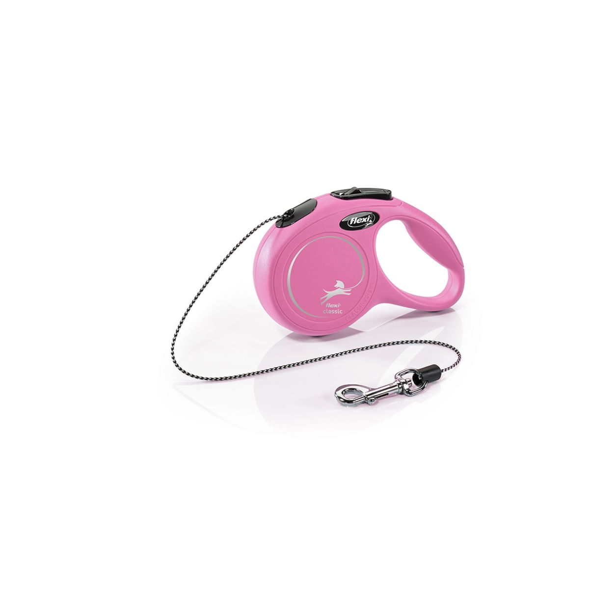 FLEXI Classic, lesă șnur retractabilă câini, reflectorizant, poliester, roz, XS(8kg, 3m) - poza 2