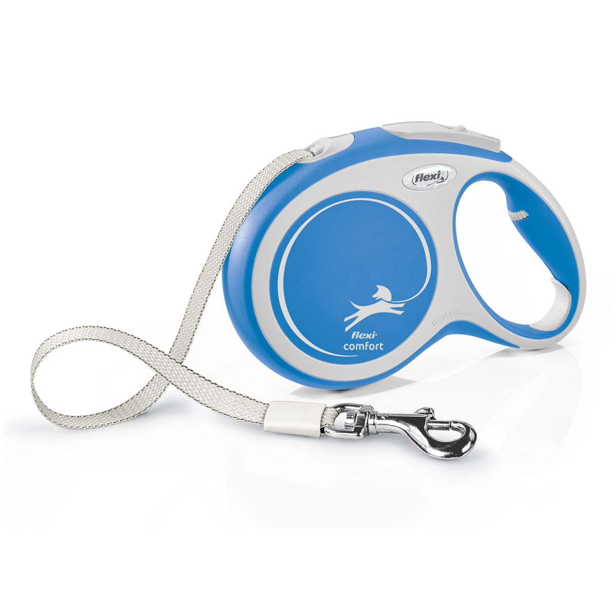 FLEXI Comfort, lesă bandă retractabilă câini, nylon, albastru, L(50kg, 8m)