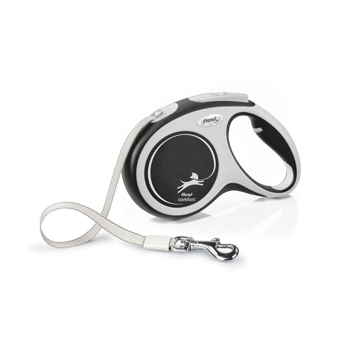 FLEXI Comfort, lesă bandă retractabilă câini, nylon, negru, M(25kg, 5m) - poza 1