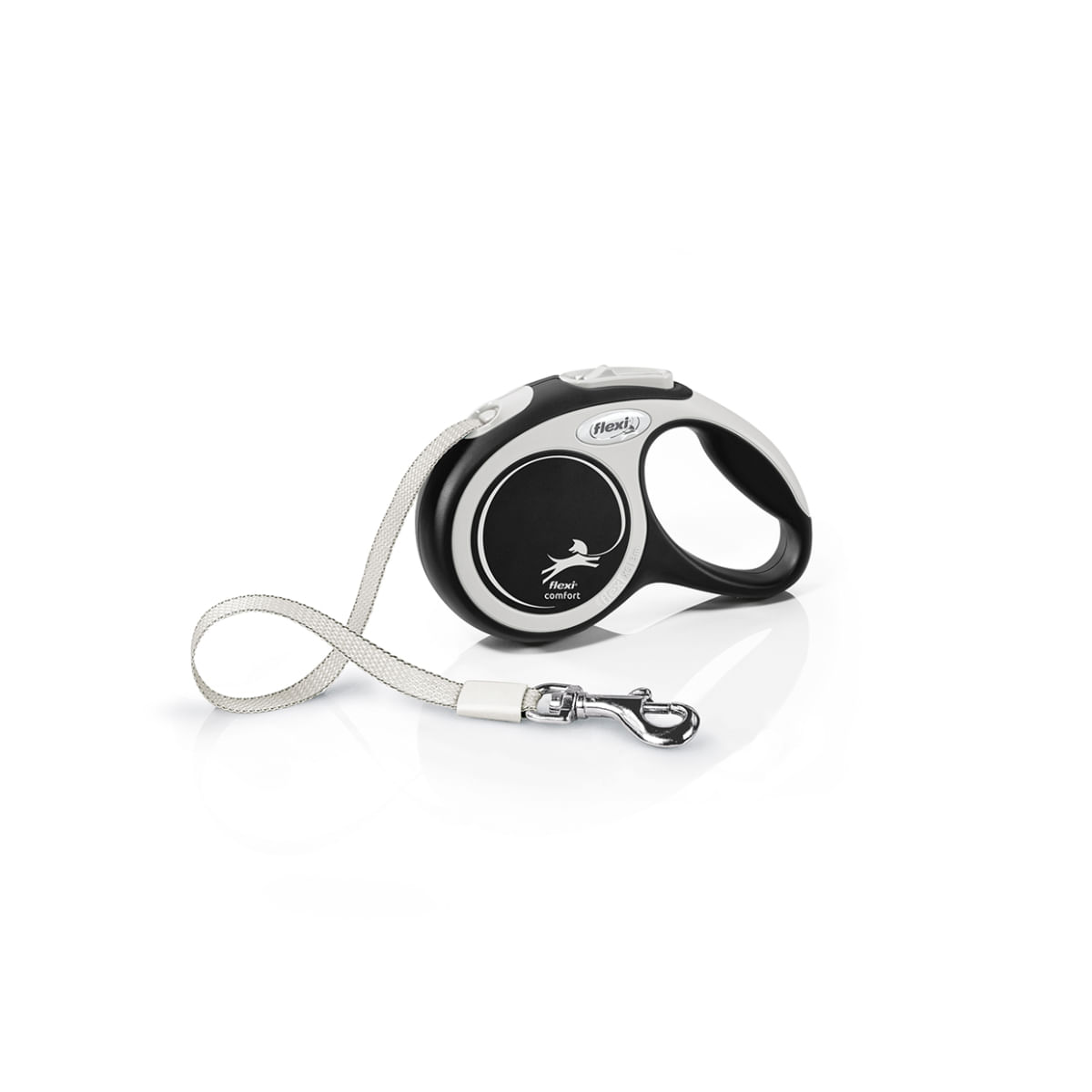 FLEXI Comfort, lesă bandă retractabilă câini, nylon, negru, XS(12kg, 3m) - poza 1