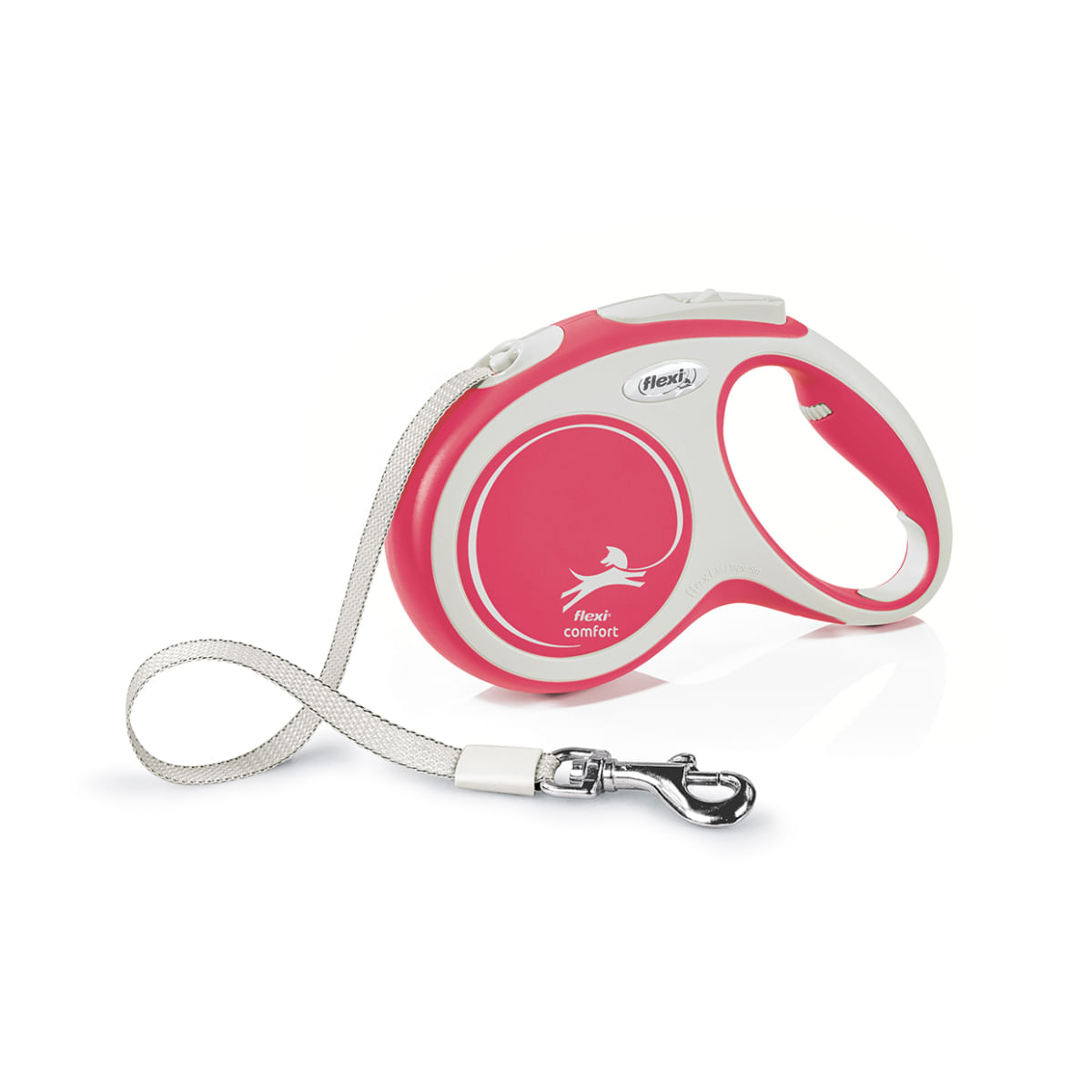 FLEXI Comfort, lesă bandă retractabilă câini, nylon, roșu, M(25kg, 5m) - poza 2
