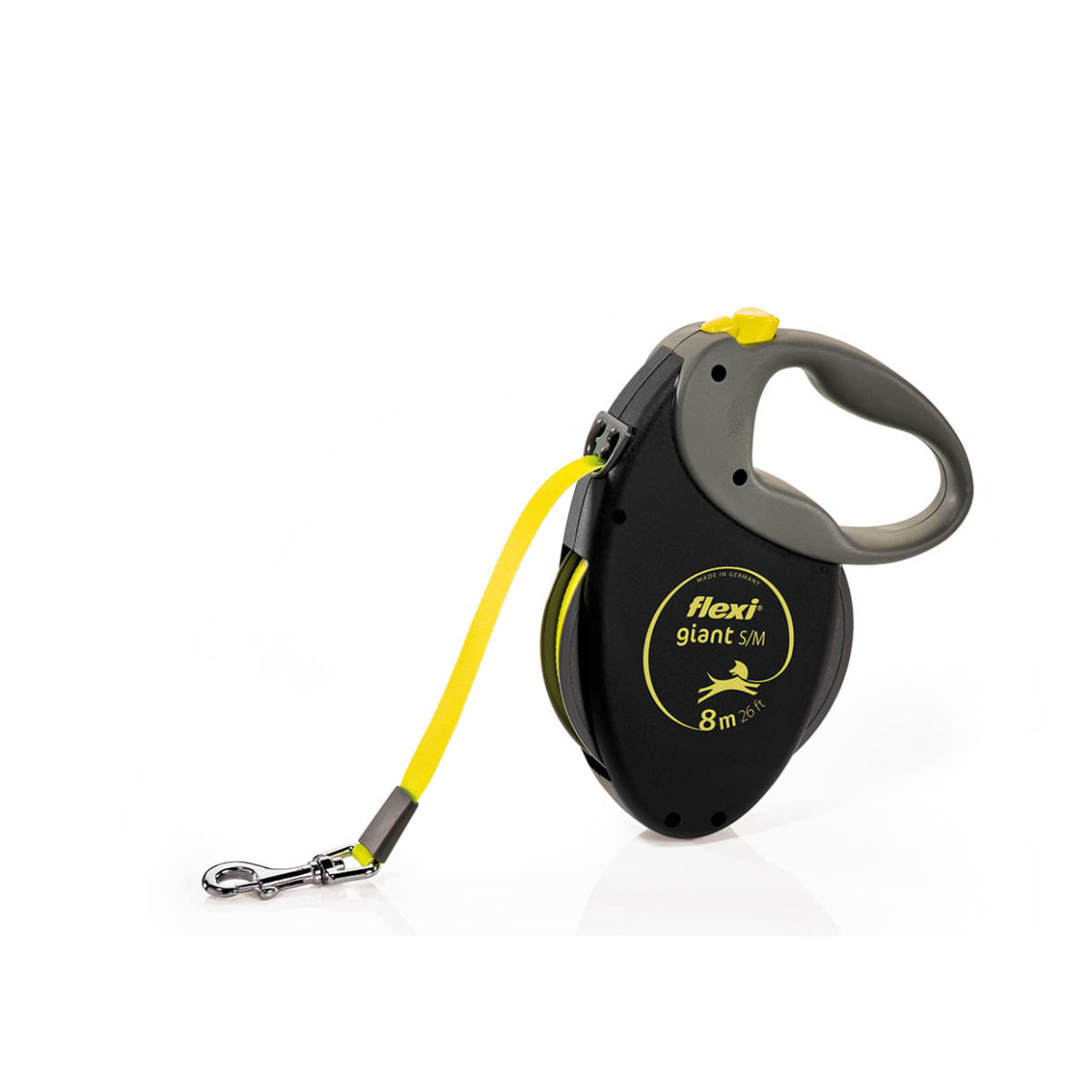 FLEXI Giant, lesă bandă retractabilă dresaj câini, reflectorizant, nylon, neon, M(25kg, 8m) - poza 1
