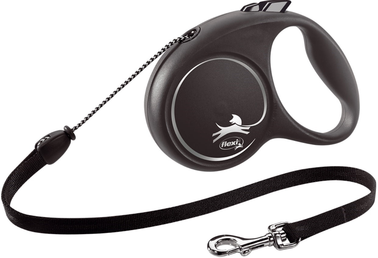 FLEXI Lesă retractabilă BLACK DESIGN cu fir rotund