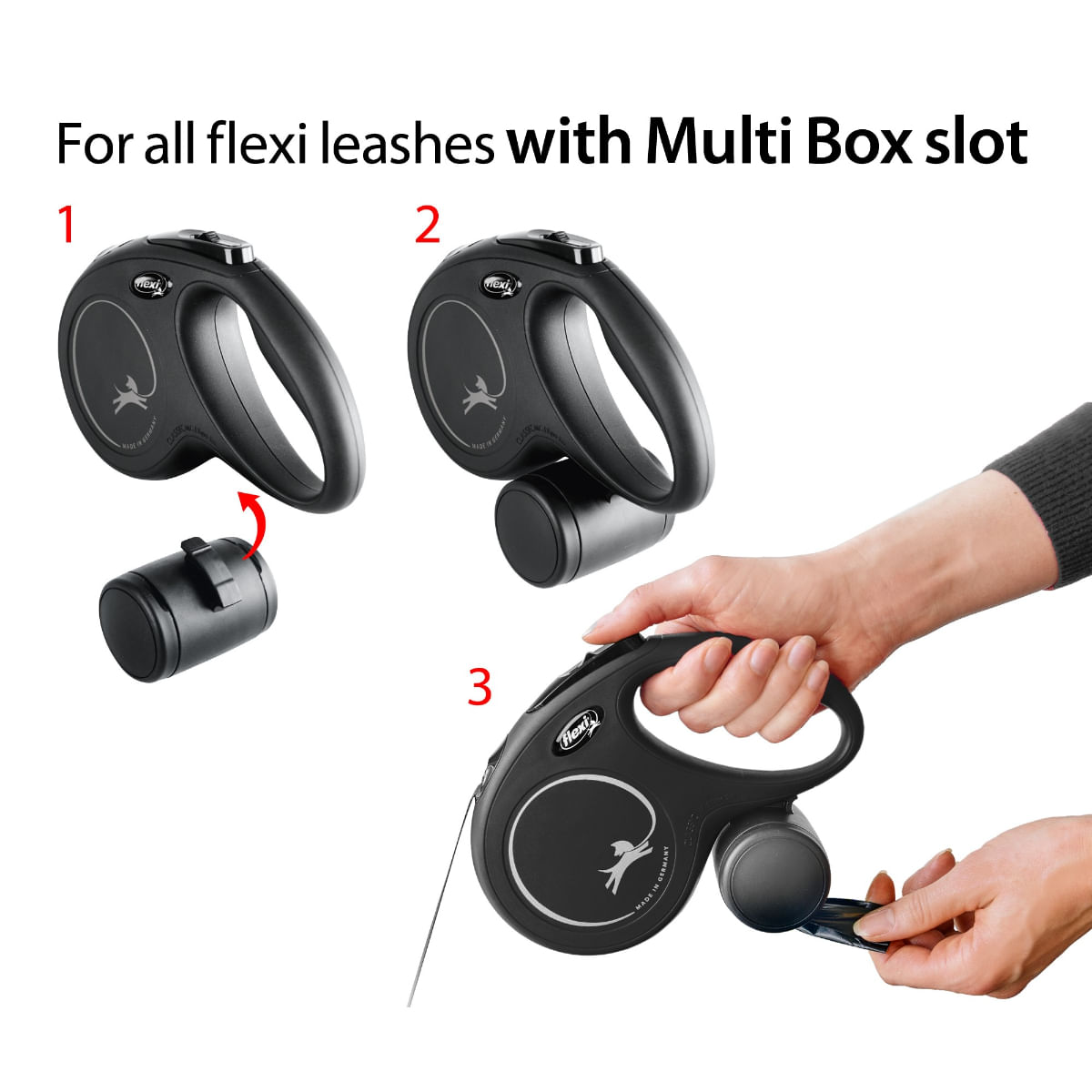 FLEXI Multi Box recompense & pungi igienice, accesoriu stocare câini, plastic, gri, S-L - poza 4