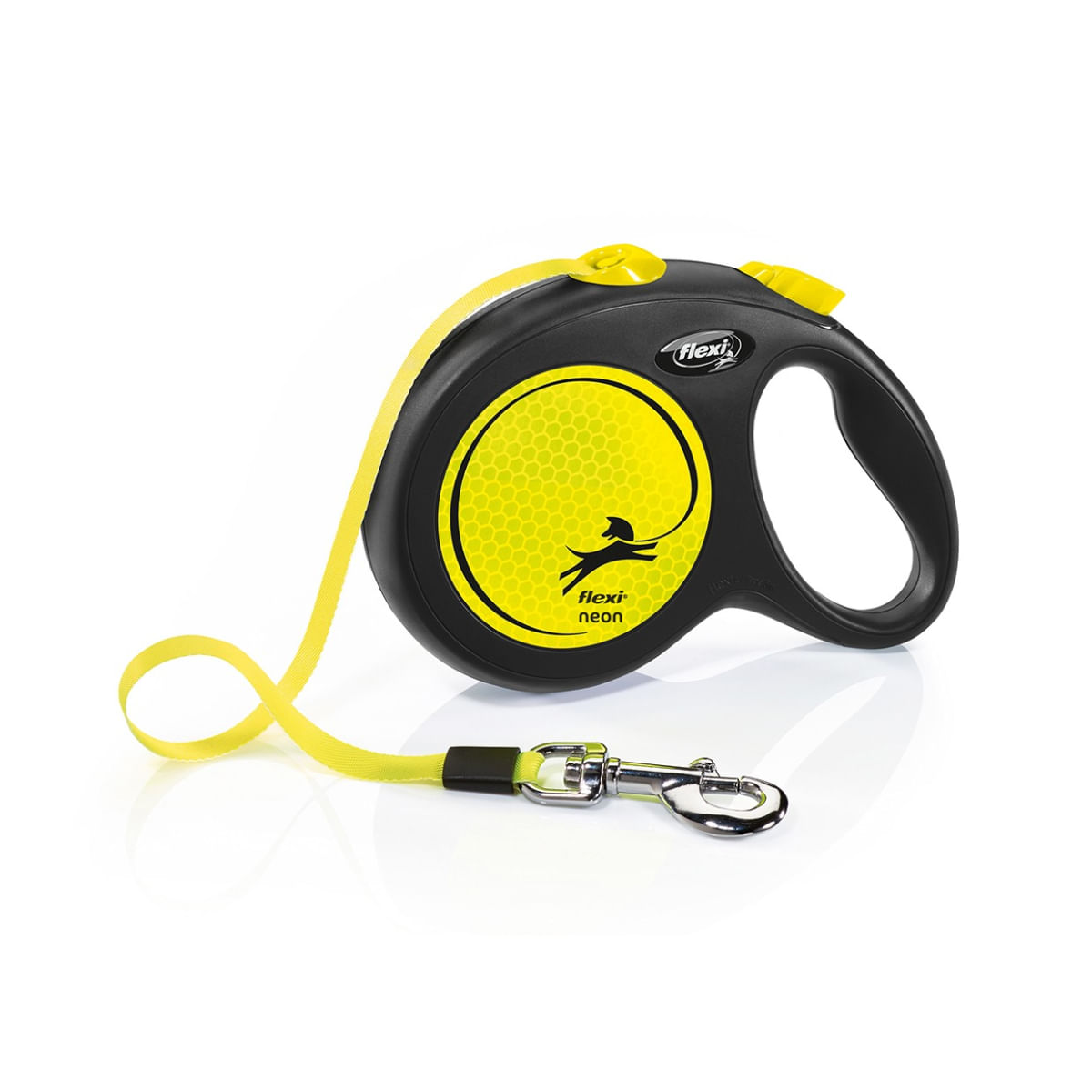 FLEXI Neon, lesă bandă retractabilă câini, reflectorizant, nylon, neon, L(50kg, 5m) - poza 1