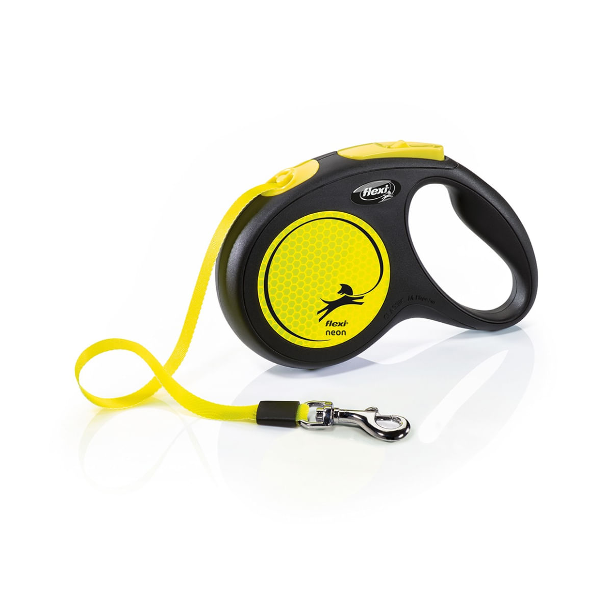 FLEXI Neon, lesă bandă retractabilă câini, reflectorizant, nylon, neon, M(25kg, 5m) - poza 2