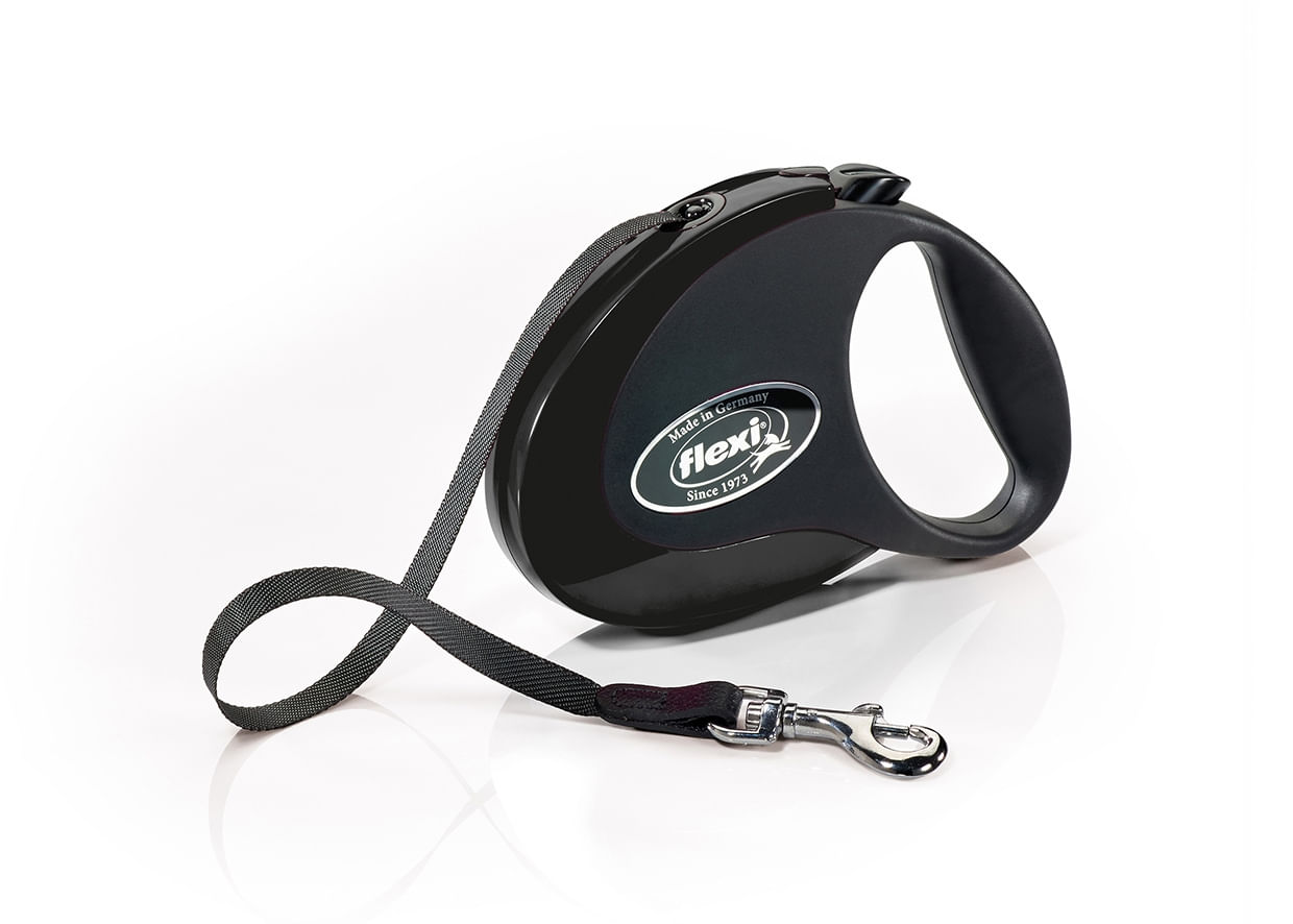FLEXI Style, lesă retractabilă câini, nylon, negru, M(25kg, 5m) - poza 2
