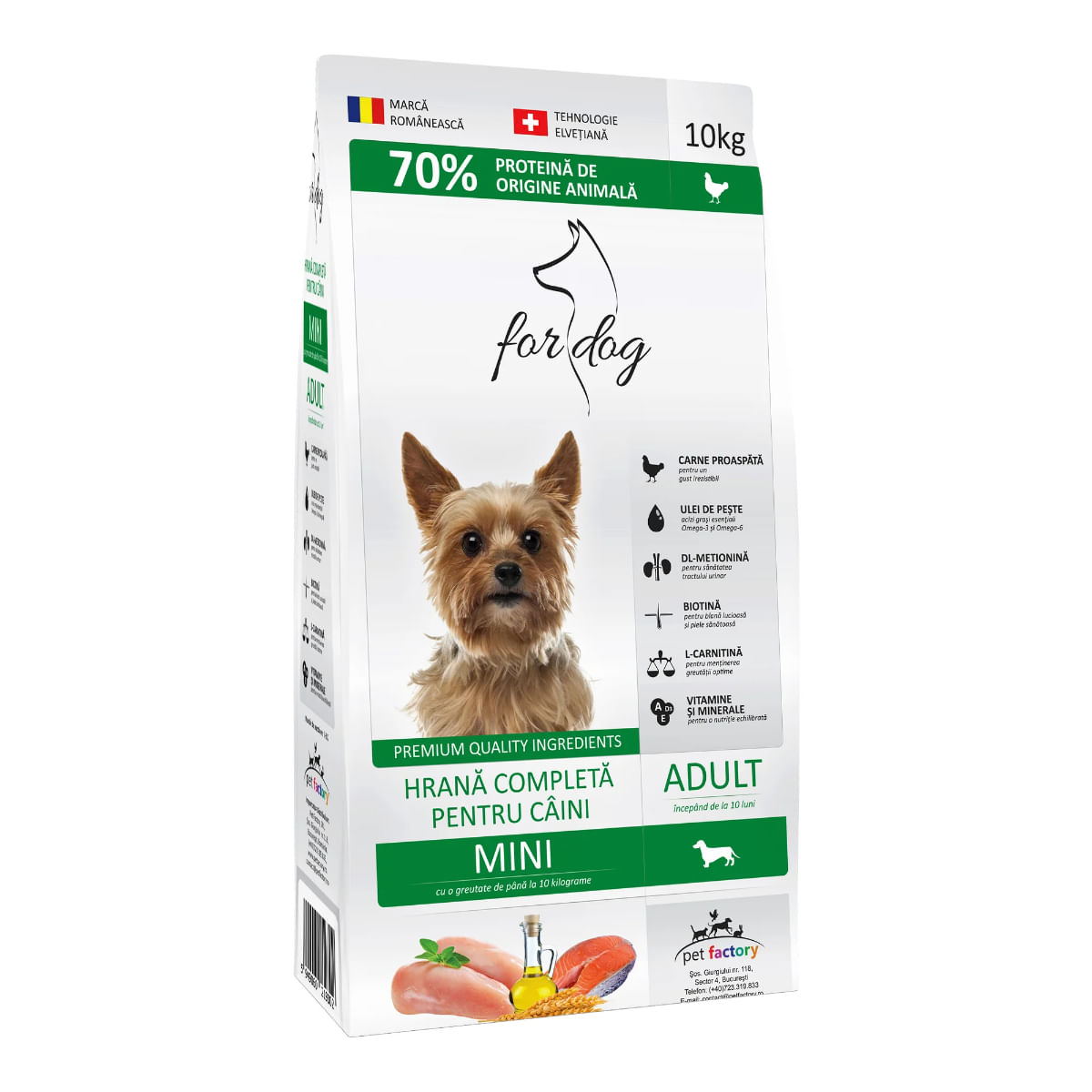 FOR DOG Adult Mini, XS-S, Pasăre, hrană uscată câini, 10kg - poza 2