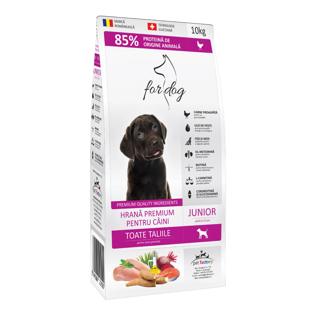 FOR DOG Junior, XS-XL, Pasăre, hrană uscată câini junior, 10kg - poza 1