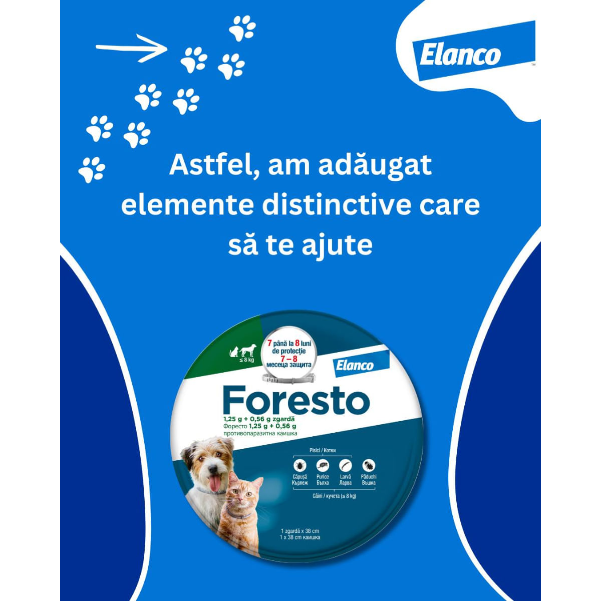 Foresto, deparazitare externă câini, zgardă, M - XL, 70 cm, gri, 1buc - poza 4