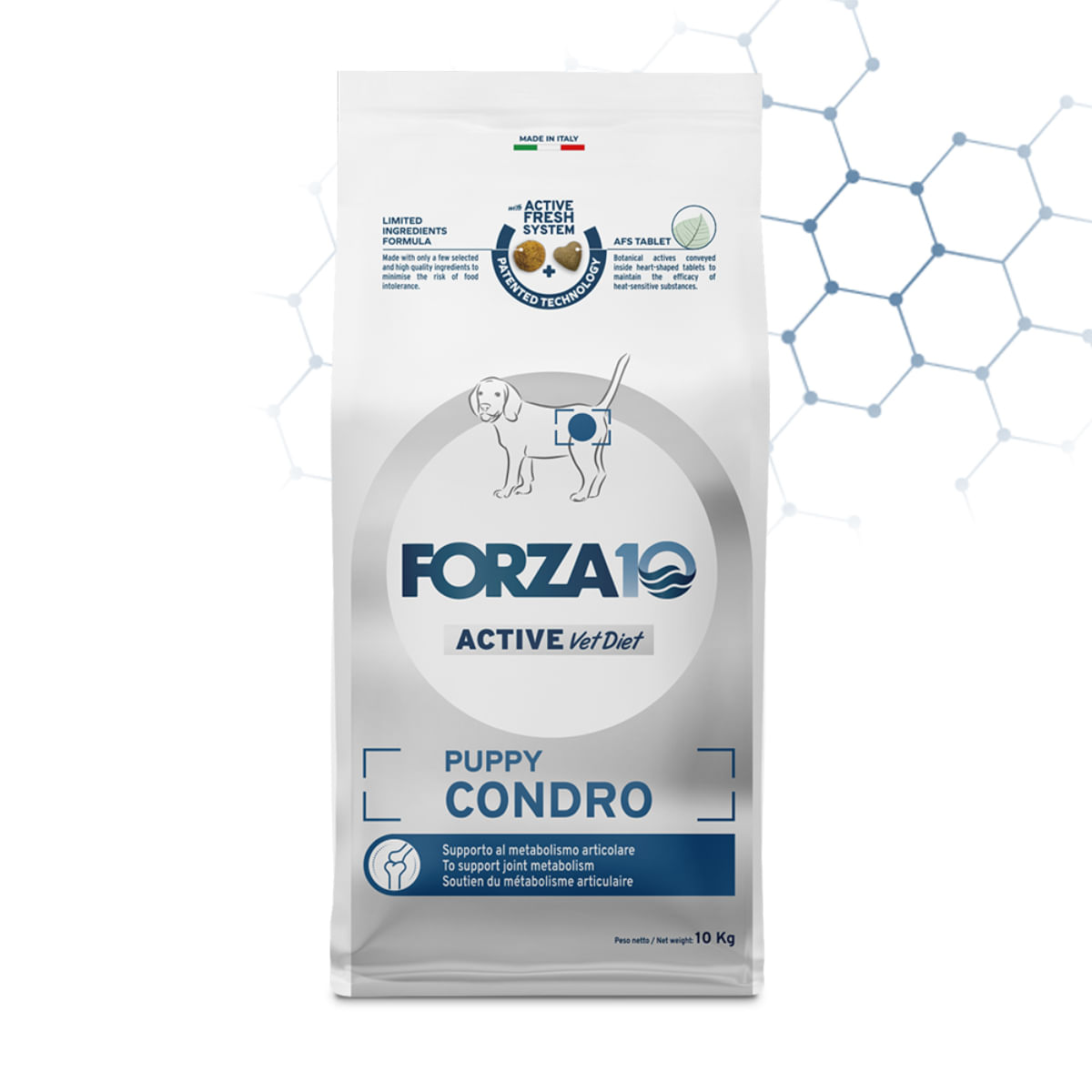FORZA10 Active VetDiet Chondro Puppy, XS-XL, Pește, dietă veterinară, hrană uscată monoproteică câini junior, sistem articular, 10kg - poza 1