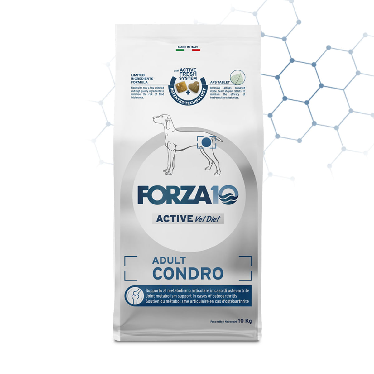 FORZA10 Active VetDiet Chondro, XS-XL, Pește, dietă veterinară, hrană uscată monoproteică câini, sistem articular, 10kg - poza 1