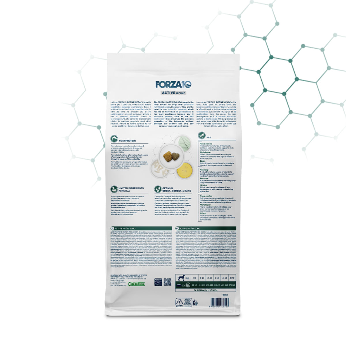 FORZA10 Active VetDiet Echo Active, XS-XL, Pește, dietă veterinară, hrană uscată monoproteică câini, alergii, 10kg - poza 3