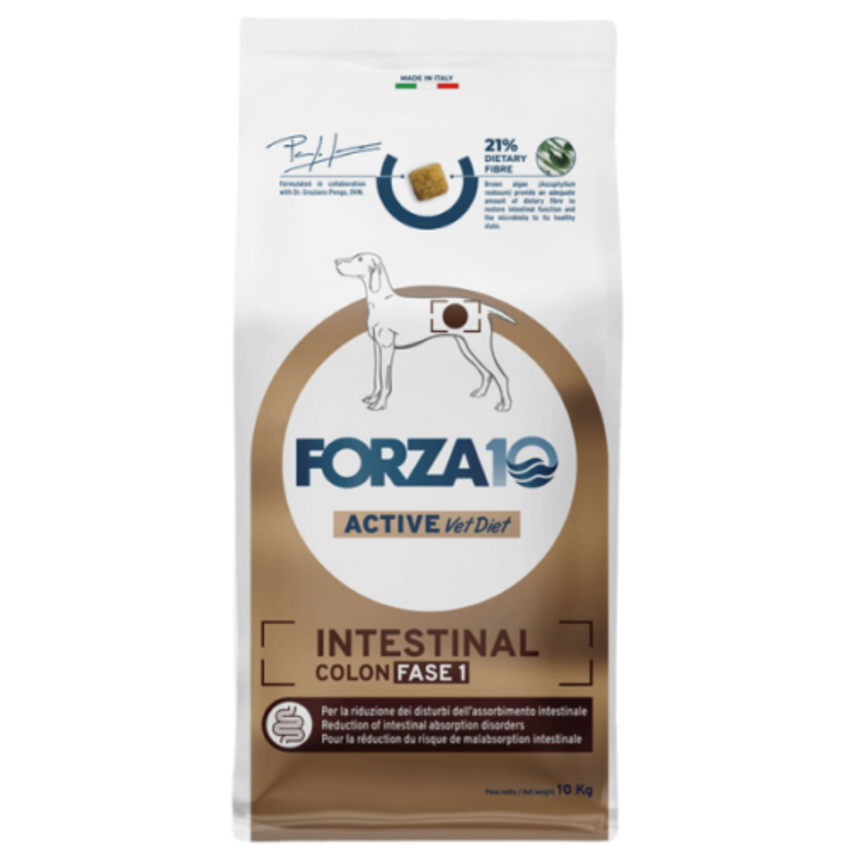 FORZA10 Active VetDiet Intestinal Colon Fase 1, XS-XL, Pește, dietă veterinară, hrană uscată monoproteică câini, sistem digestiv, 10kg - poza 2