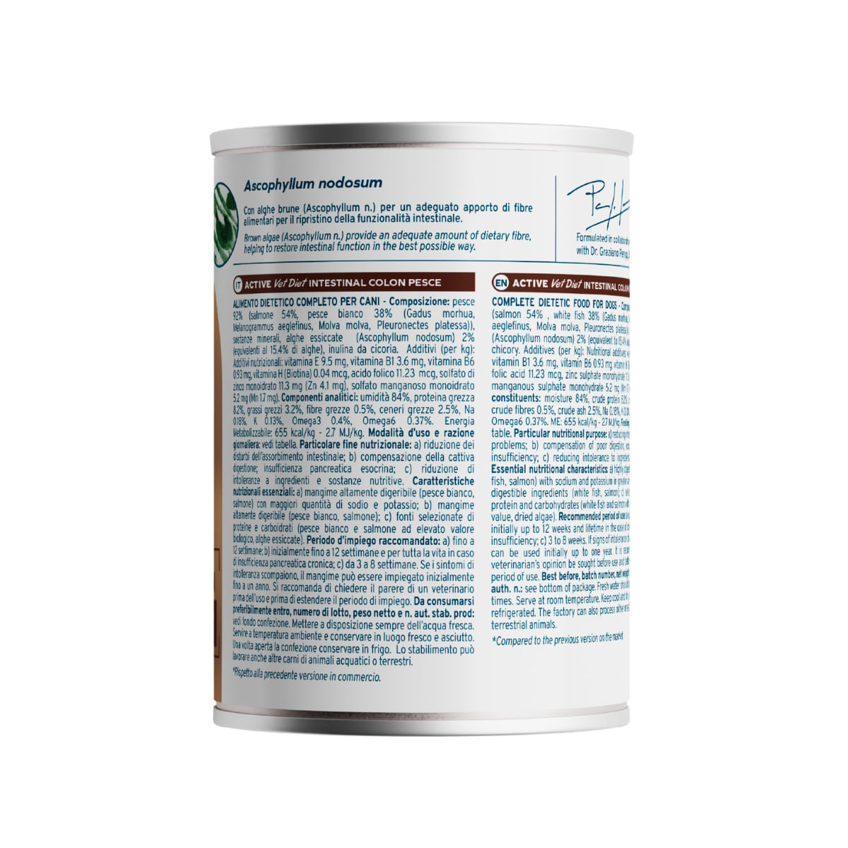 FORZA10 Active VetDiet Intestinal Colon, XS-XL, Pește, dietă veterinară, conservă hrană umedă fără cereale câini, sistem digestiv, (pate), 390g - poza 3