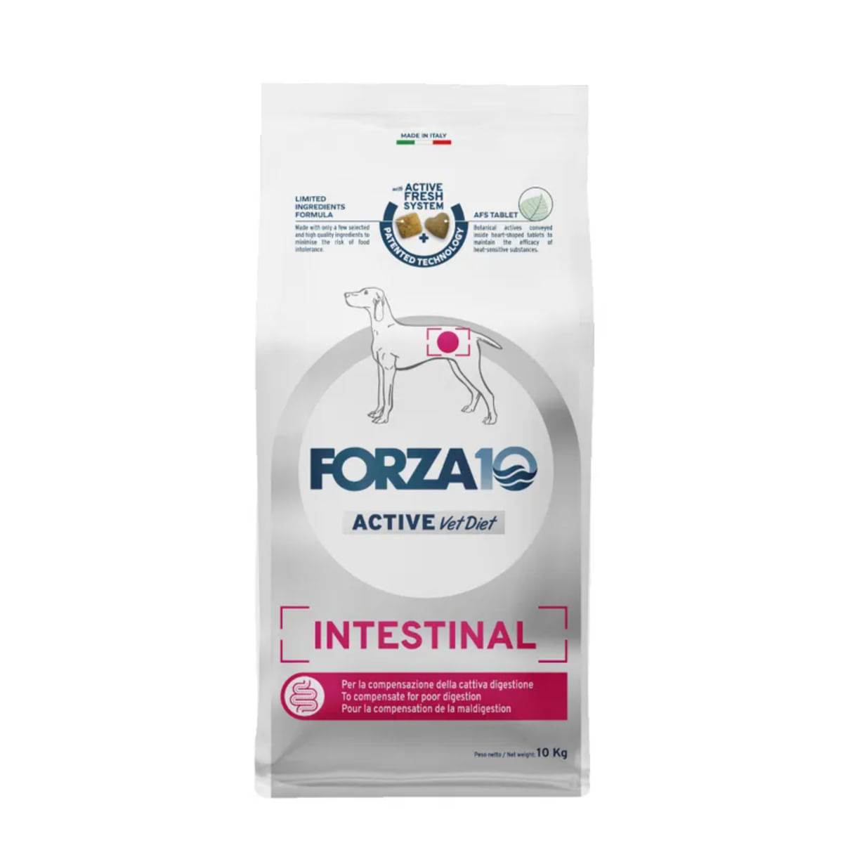FORZA10 Active VetDiet Intestinal, XS-XL, Pește, dietă veterinară, hrană uscată monoproteică câini, sistem digestiv, 10kg - poza 2