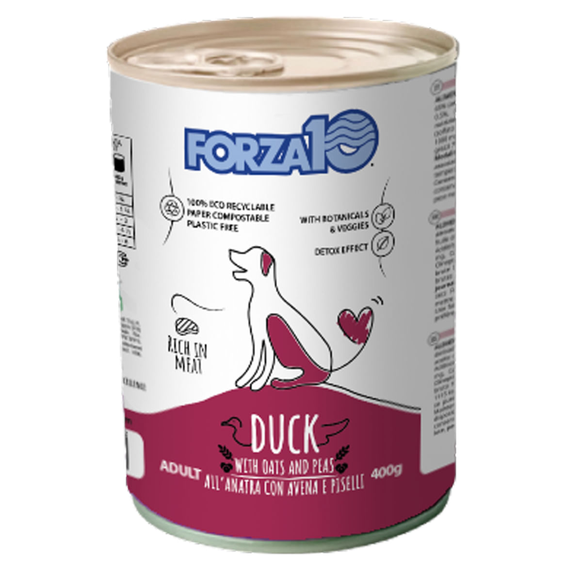 FORZA10 Maintenance, XS-XL, Rață și Mazăre, conservă hrană umedă câini, (pate), 400g - poza 1