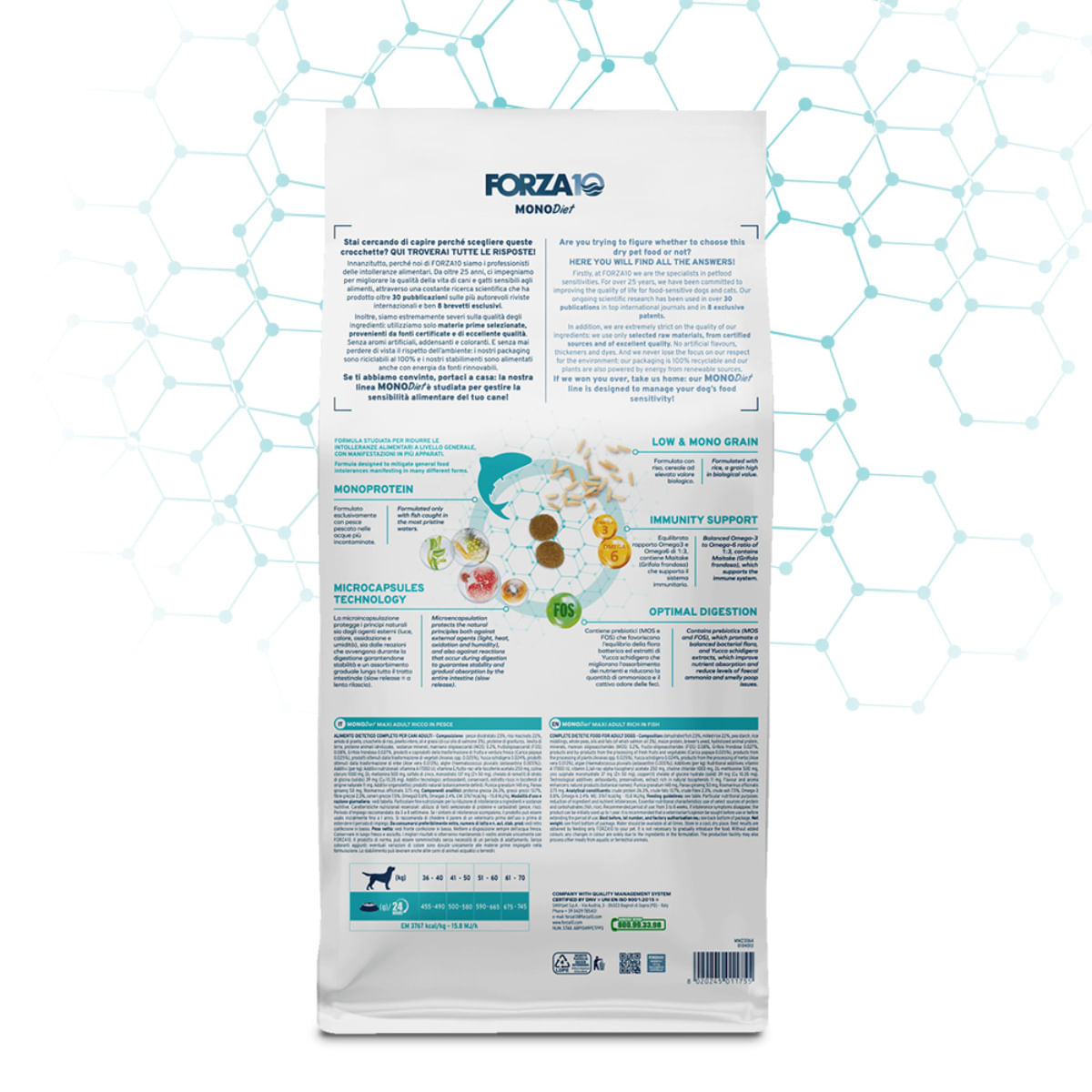 FORZA10 Monodiet Maxi Adult, L-XL, Pește, dietă veterinară, hrană uscată monoproteică câini, alergii, 12kg - poza 3