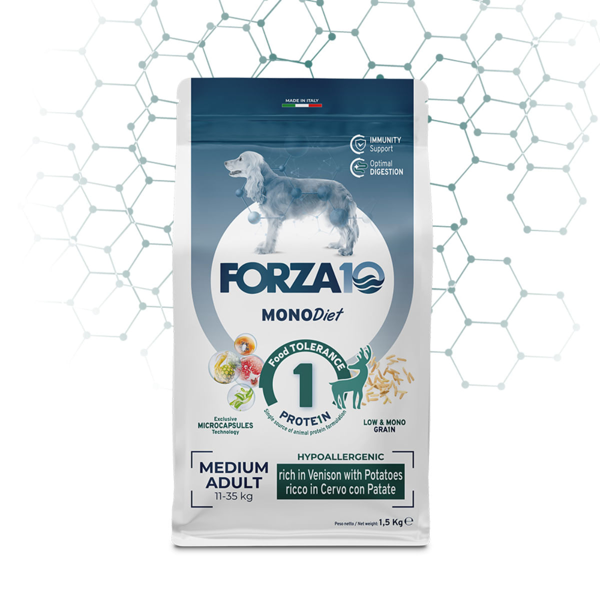 FORZA10 Monodiet Medium Adult, M, Căprioară și Cartofi, dietă veterinară, hrană uscată monoproteică câini, alergii, 12kg - poza 1