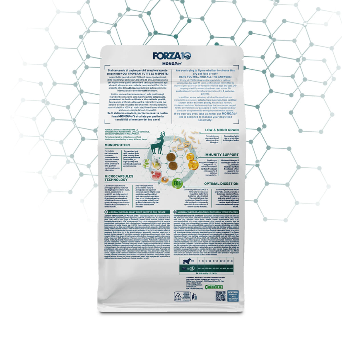 FORZA10 Monodiet Medium Adult, M, Căprioară și Cartofi, dietă veterinară, hrană uscată monoproteică câini, alergii, 12kg - poza 3