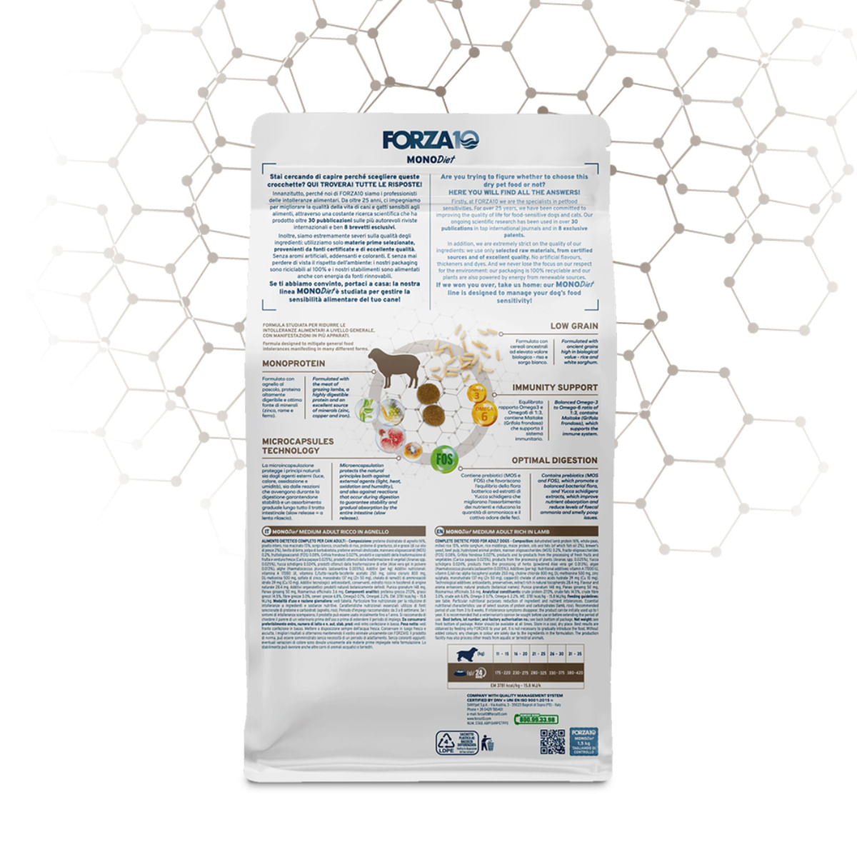 FORZA10 Monodiet Medium Adult, M, Miel, dietă veterinară, hrană uscată monoproteică câini, alergii, 12kg - poza 3