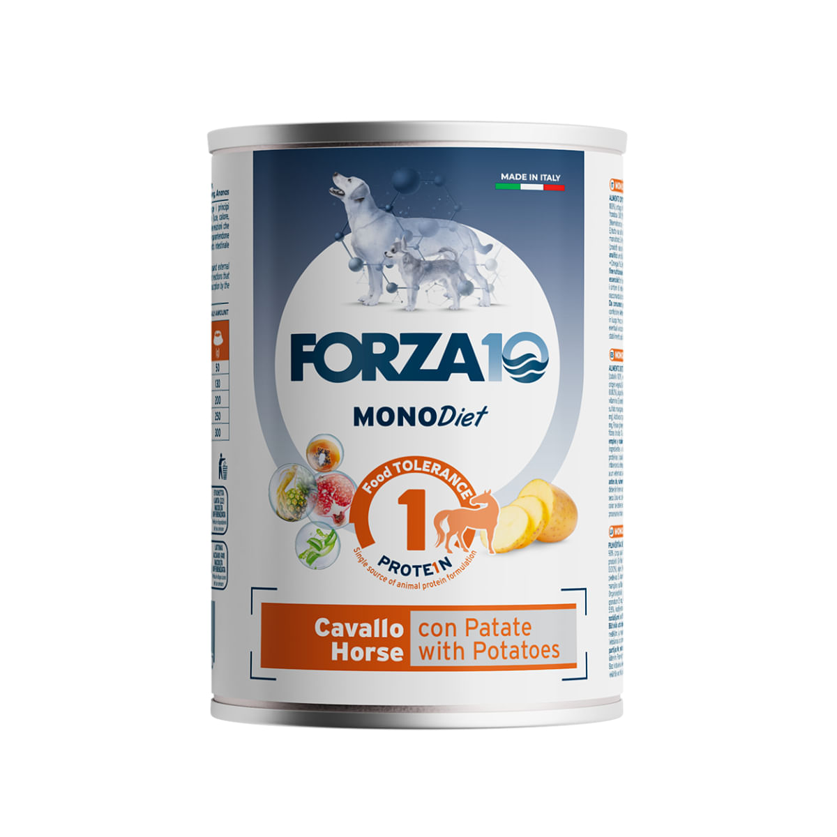 FORZA10 Monodiet, XS-XL, Cal și Cartofi, dietă veterinară, conservă hrană umedă monoproteică câini, alergii, (pate), 400g - poza 2