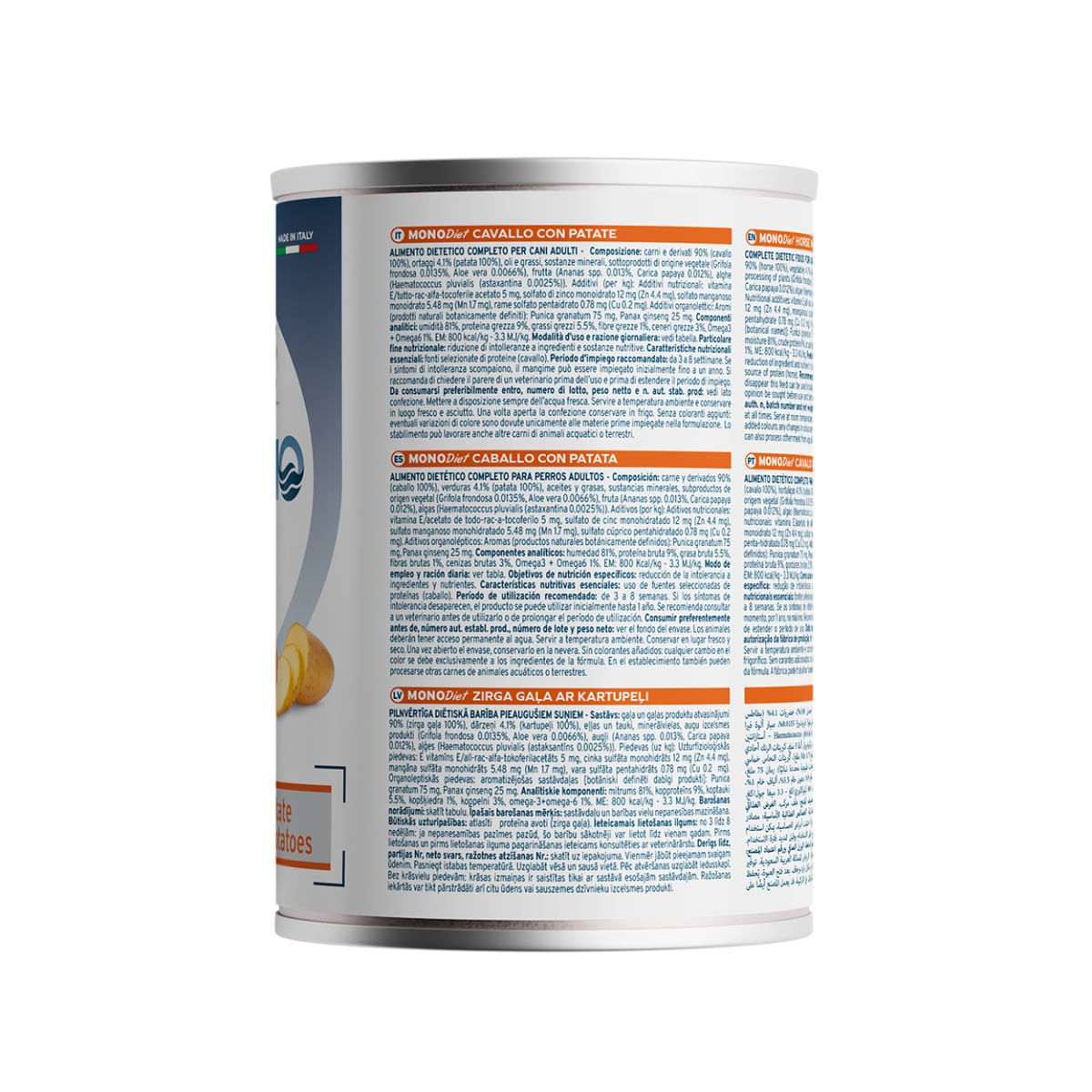 FORZA10 Monodiet, XS-XL, Cal și Cartofi, dietă veterinară, conservă hrană umedă monoproteică câini, alergii, (pate), 400g - poza 3
