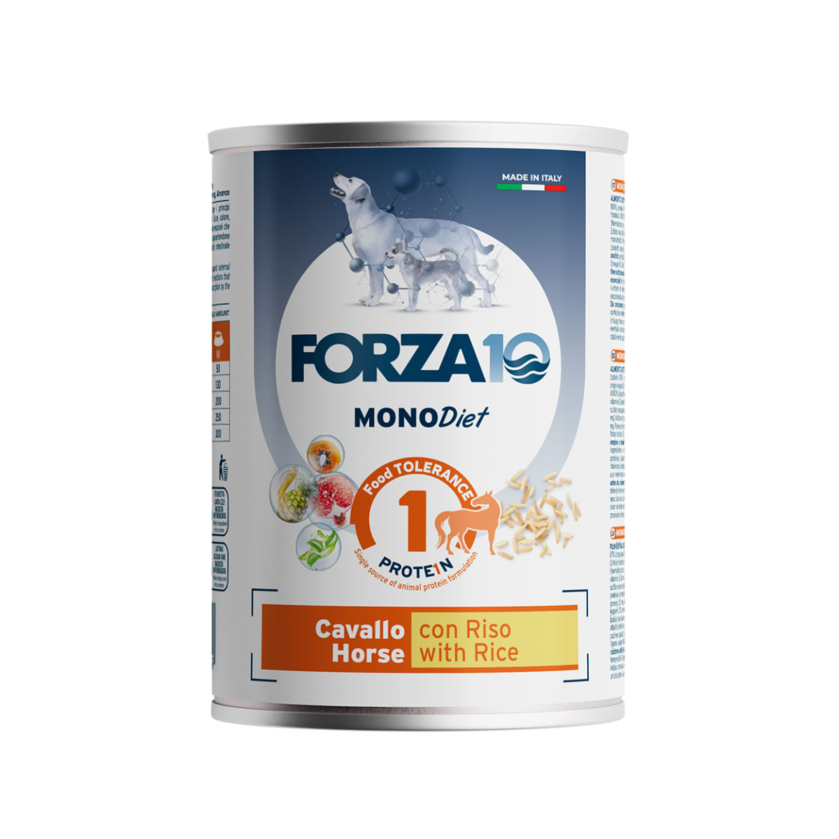 FORZA10 Monodiet, XS-XL, Cal și Orez, dietă veterinară, conservă hrană umedă monoproteică câini, alergii, (pate), 400g - poza 1