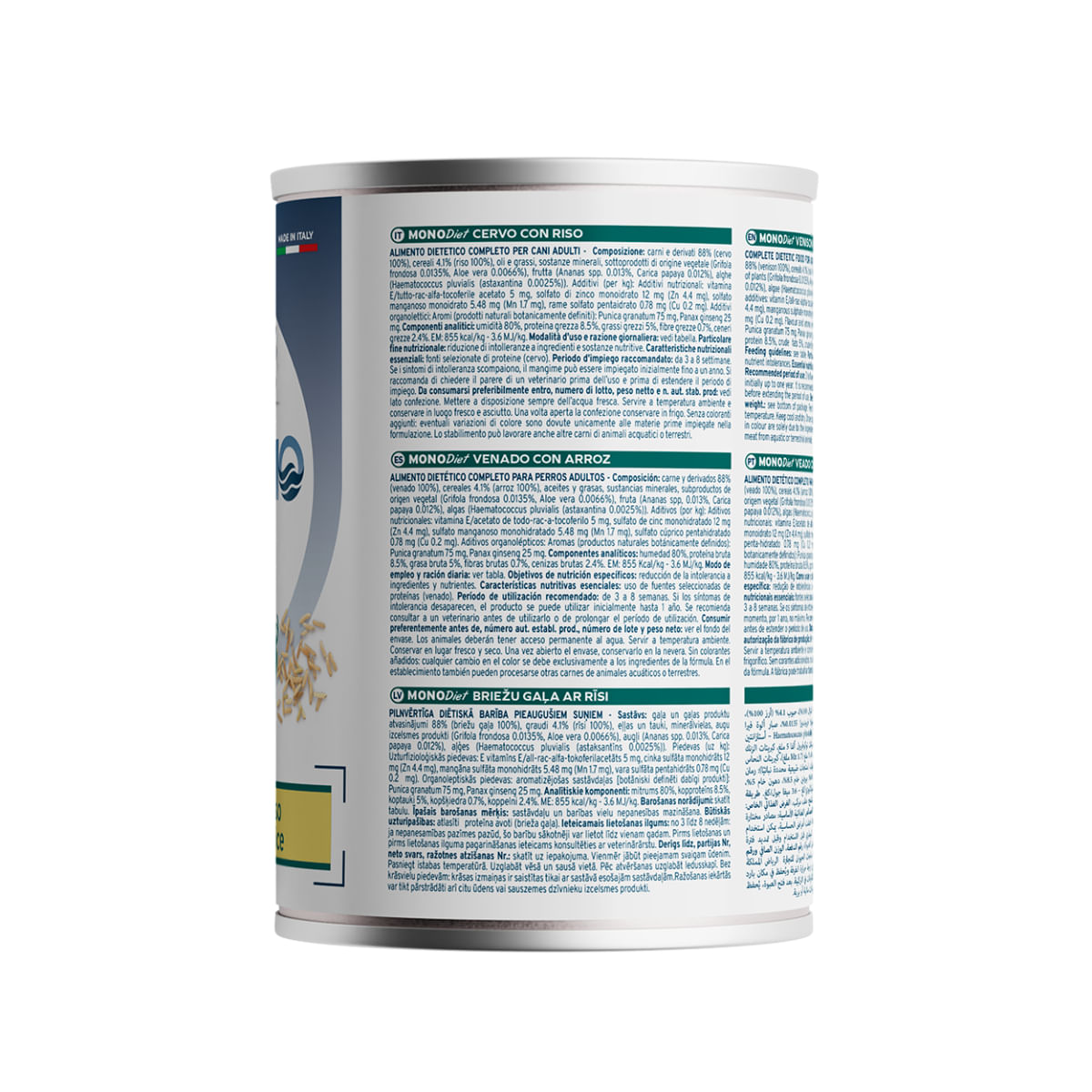 FORZA10 Monodiet, XS-XL, Căprioară și Orez, dietă veterinară, conservă hrană umedă monoproteică câini, alergii, (pate), 400g - poza 3
