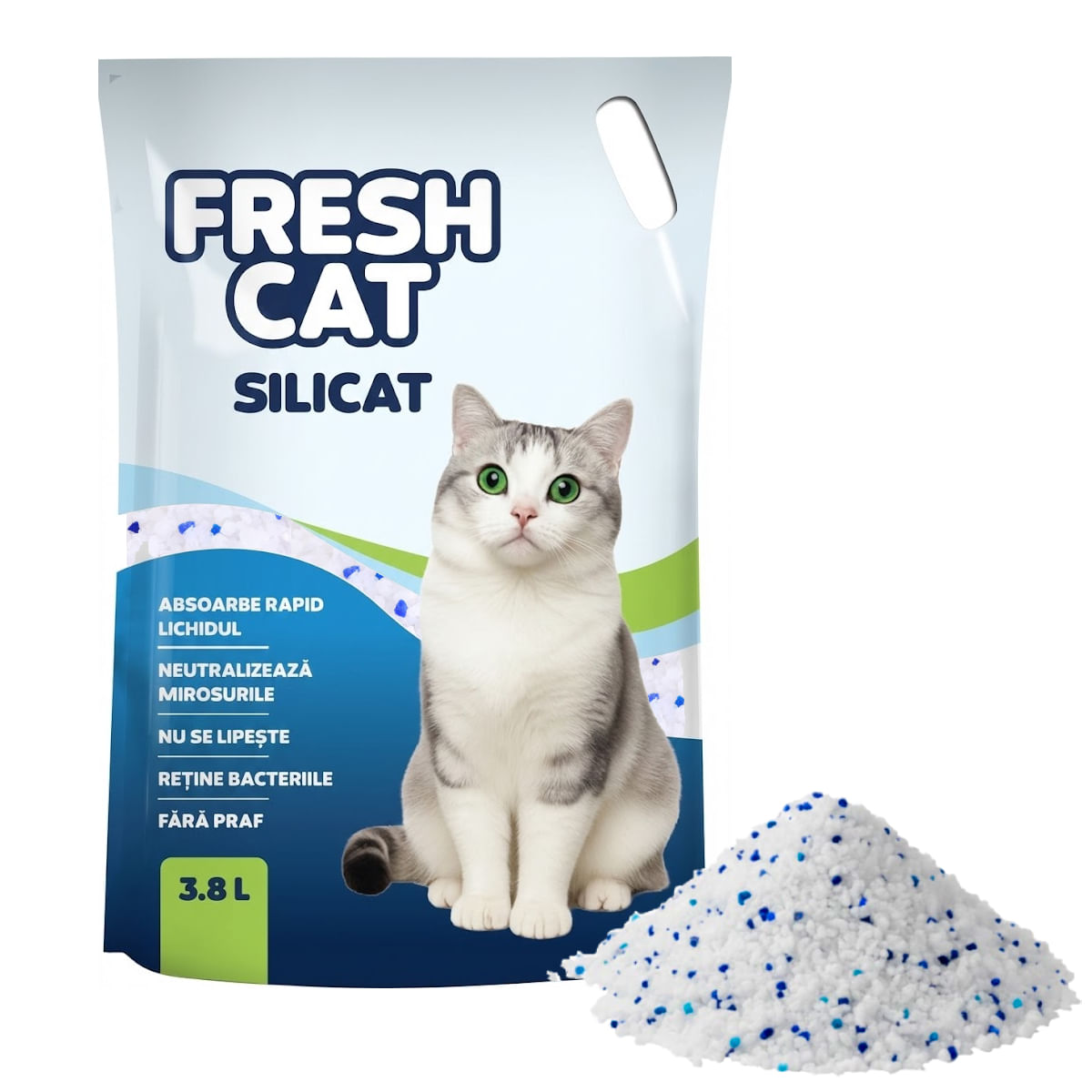 FRESH CAT, așternut igienic pisici, granule, silicat, neutralizare mirosuri, 3.8l - poza 3