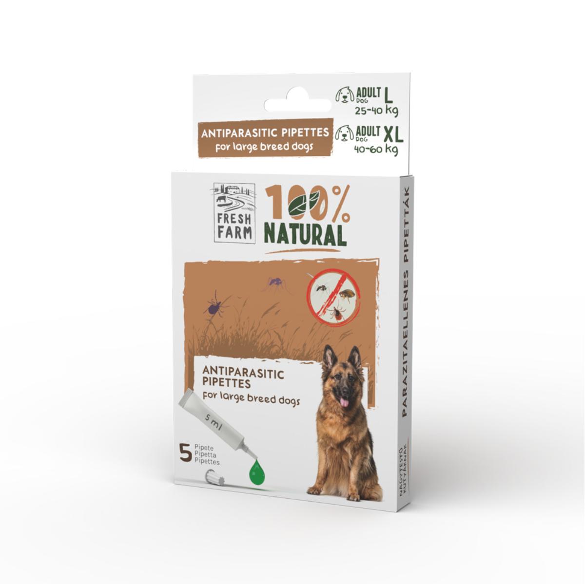 FRESH FARM, deparazitare externă naturală câini, pipetă repelentă FRESH FARM, deparazitare externă naturală câini, L-XL, pipetă repelentă, 5ml x 5buc - poza 2