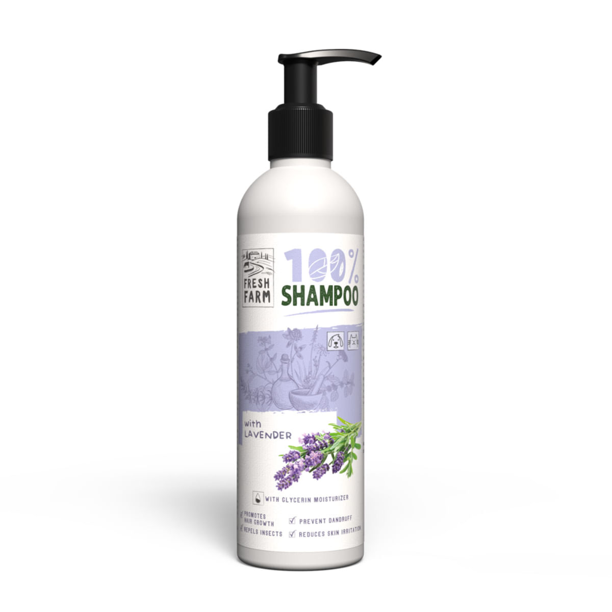 FRESH FARM Lavanda, XS-XL, șampon câini, calmant, flacon, 250ml - poza 1