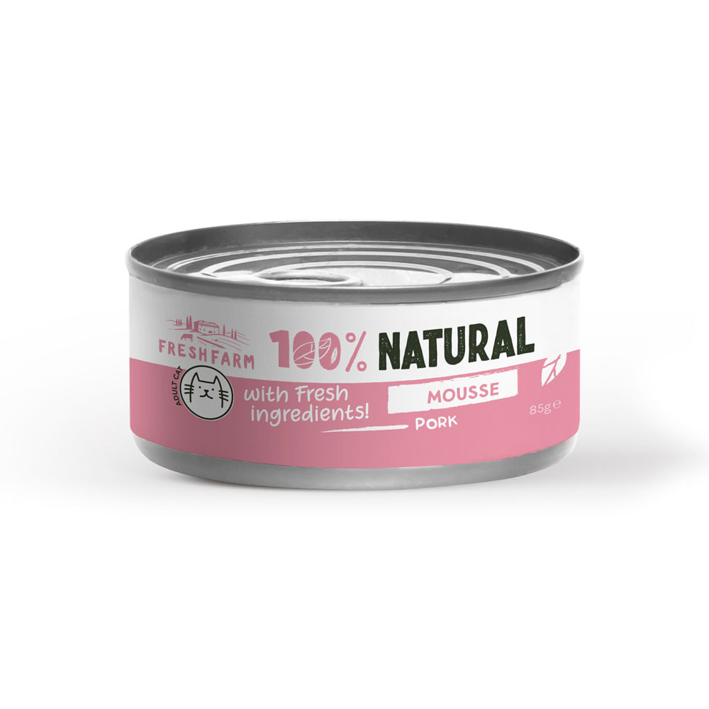 FRESH FARM Mousse, Porc, conservă hrană umedă fără cereale pisici, (pate), 85g - poza 2