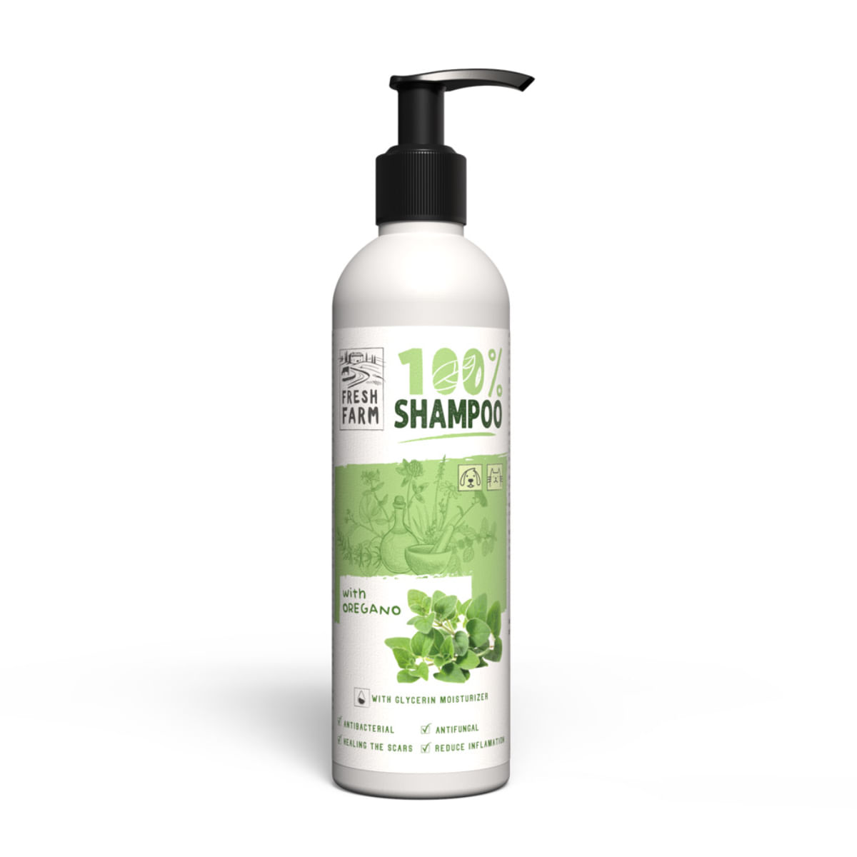 FRESH FARM Oregano, XS-XL, șampon câini, antibacterian / antifungic, flacon, 250ml - poza 2
