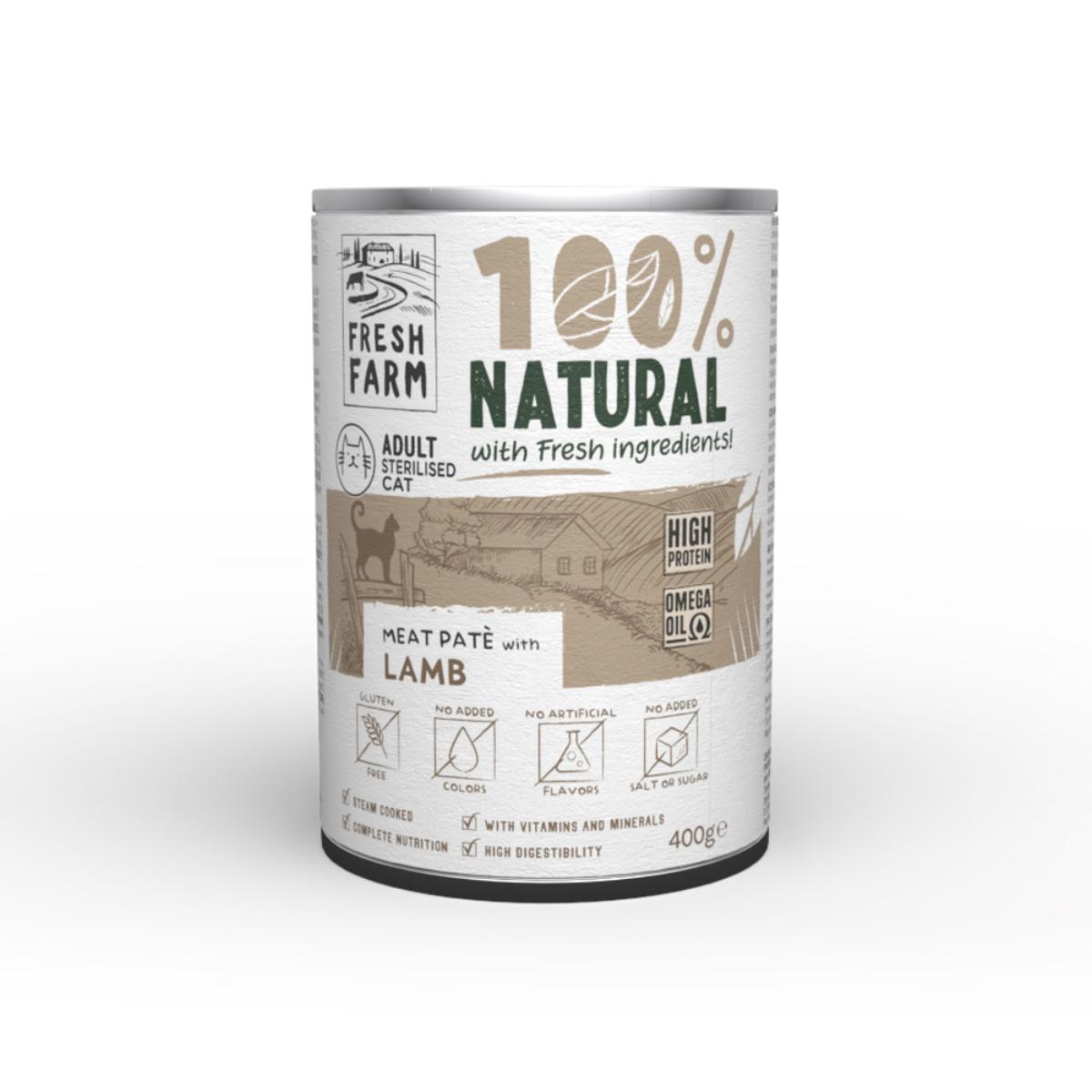 FRESH FARM Smooth Sterilised, Miel, conservă hrană umedă pisici sterilizate, (pate), 400g - poza 1