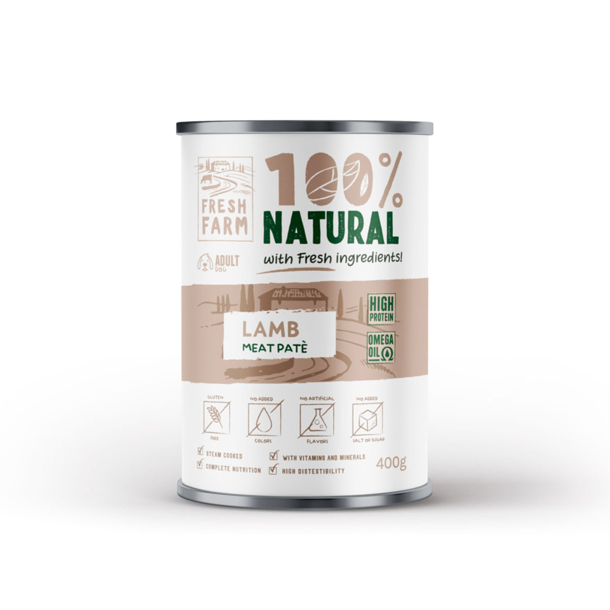 FRESH FARM Smooth, XS-XL, Miel, conservă hrană umedă câini, (pate), 400g - poza 2