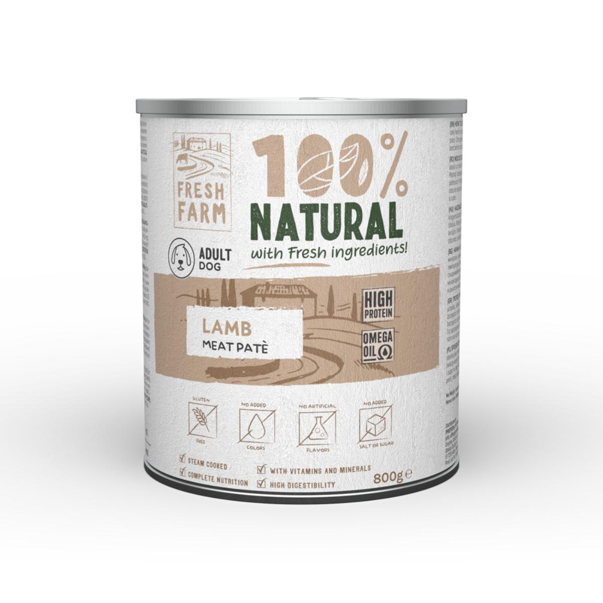 FRESH FARM Smooth, XS-XL, Miel, conservă hrană umedă câini, (pate), 800g - poza 2