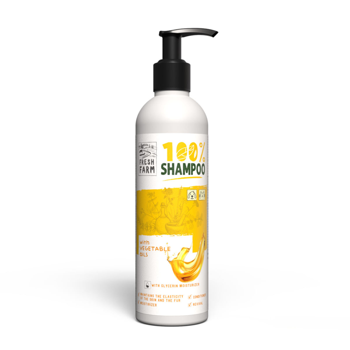 FRESH FARM Vegetable Oils, XS-XL, șampon câini, flacon, 250ml - poza 1