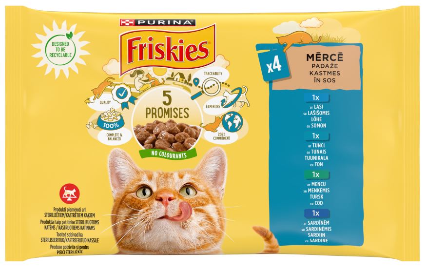 FRISKIES Adult Plic hrană umedă pentru pisicuţe, cu Somon 4x85g