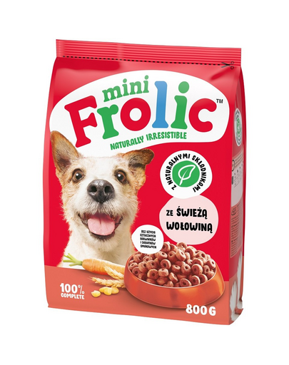 FROLIC Mini Naturally Irresistible 800 g hrana semi-umeda caini rase mici, cu vita