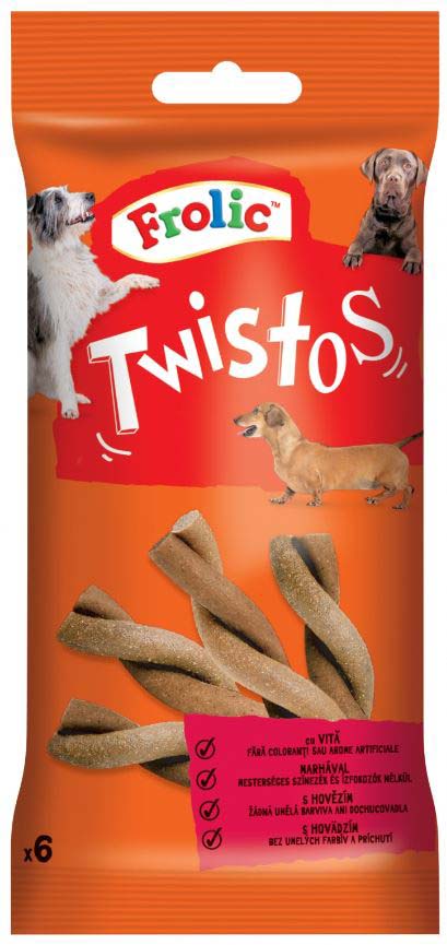 FROLIC Recompensă pentru câini Twistos, cu Vită 105g