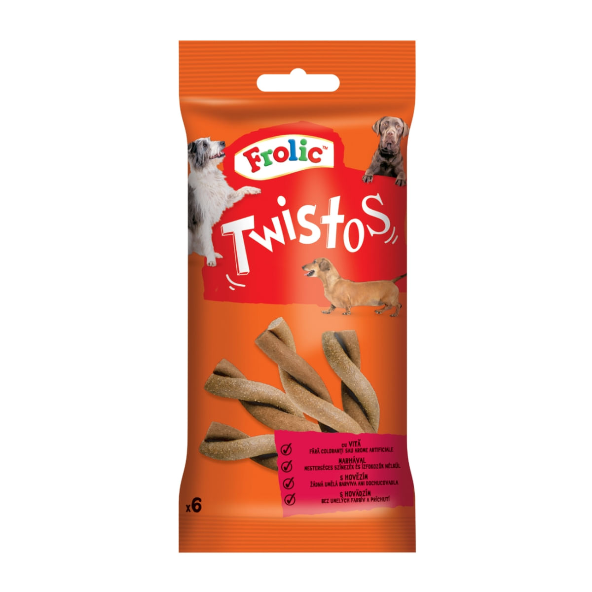 FROLIC Twistos, recompense câini, sticks, Vită, 6 buc, 105g - poza 3