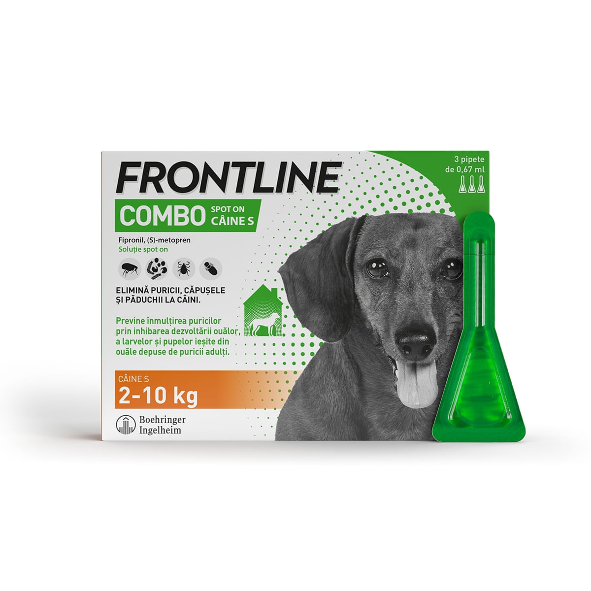 Frontline Combo, soluție spot-on antiparazitara, caini FRONTLINE Combo, spot-on, soluție antiparazitară, câini 2-10kg, 3 pipete - poza 4