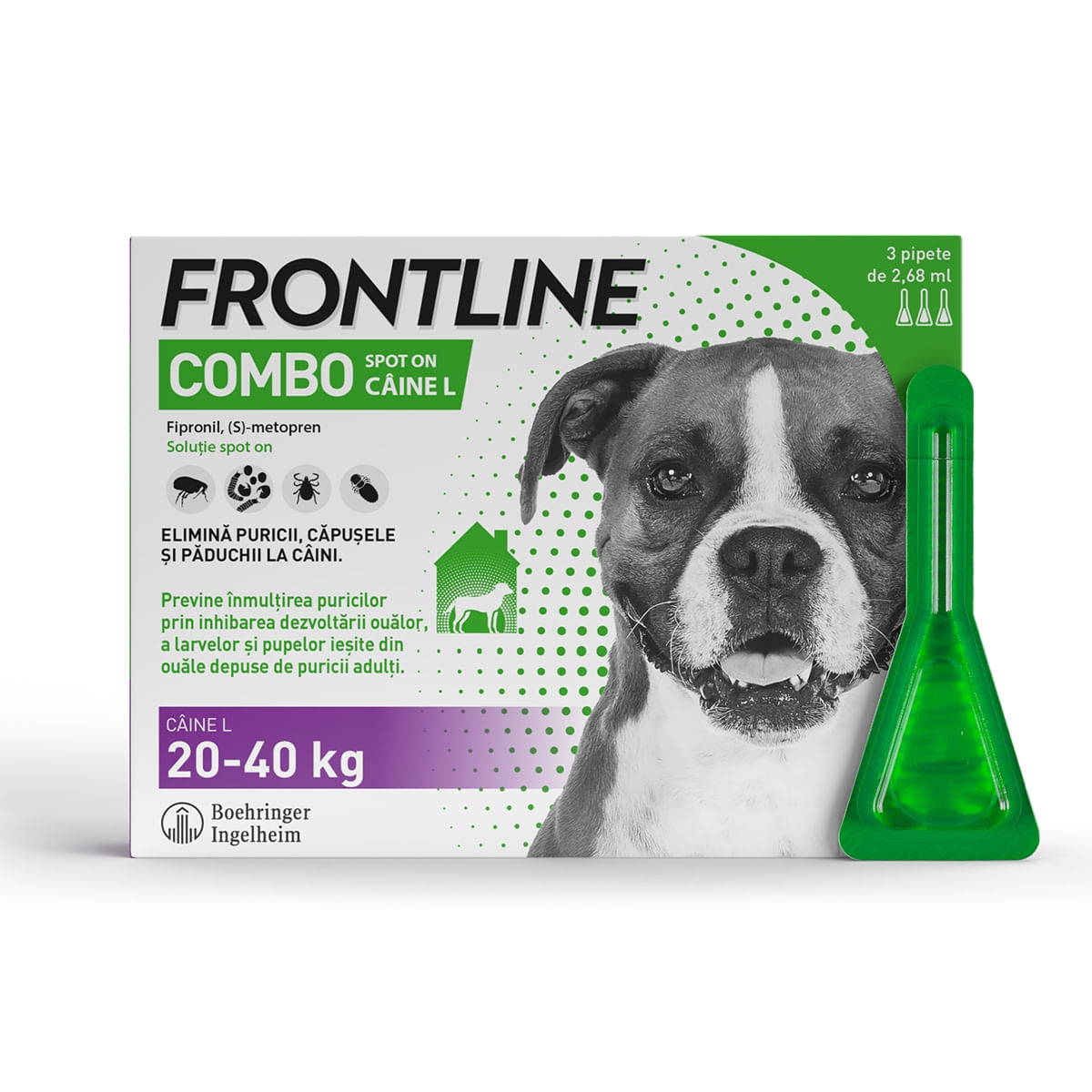Frontline Combo, soluție spot-on antiparazitara, caini FRONTLINE Combo, spot-on, soluție antiparazitară, câini 20-40kg, 3 pipete - poza 3